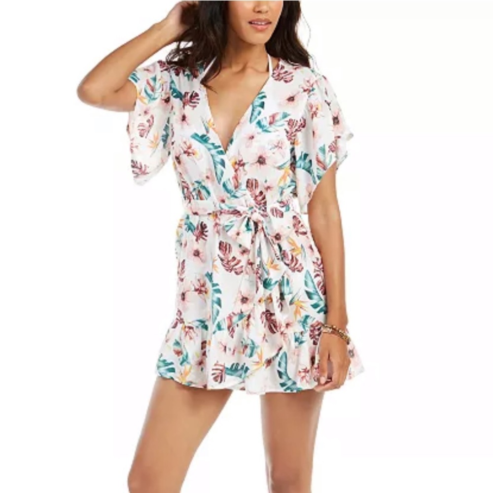 Miken Juniors' Clay Tropical Printed Wrap Cover-Up